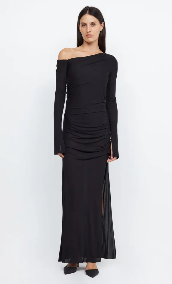 Woman Bec Bridge Maxi Dresses MONETTE ASYM LONG SLEEVE MAXI DRESS Black