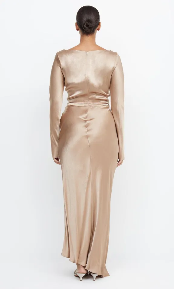 Woman Bec Bridge Maxi Dresses MOON DANCE LONG SLEEVE COWL DRESS Golden Woman Bec Bridge Maxi Dresses MOON DANCE LONG SLEEVE COWL DRESS Golden