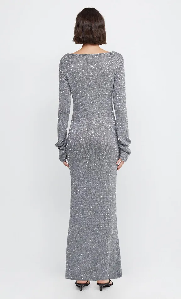 Woman Bec Bridge Maxi Dresses SADIE SEQUIN LONG SLEEVE KNIT DRESS Charcoal Woman Bec Bridge Maxi Dresses SADIE SEQUIN LONG SLEEVE KNIT DRESS Charcoal