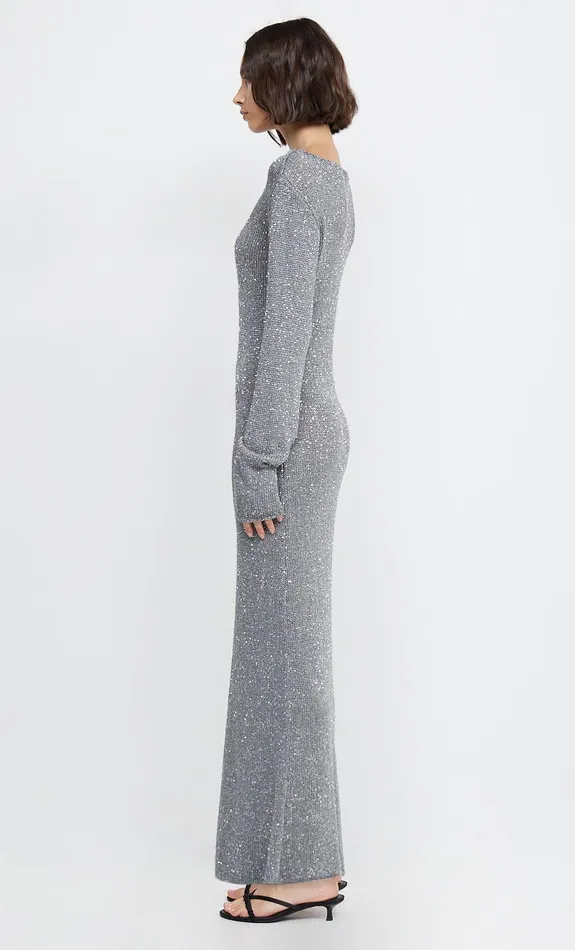 Woman Bec Bridge Maxi Dresses SADIE SEQUIN LONG SLEEVE KNIT DRESS Charcoal Woman Bec Bridge Maxi Dresses SADIE SEQUIN LONG SLEEVE KNIT DRESS Charcoal