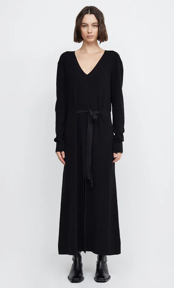 Woman Bec Bridge Maxi Dresses SARA LONG SLEEVE KNIT MAXI DRESS Black