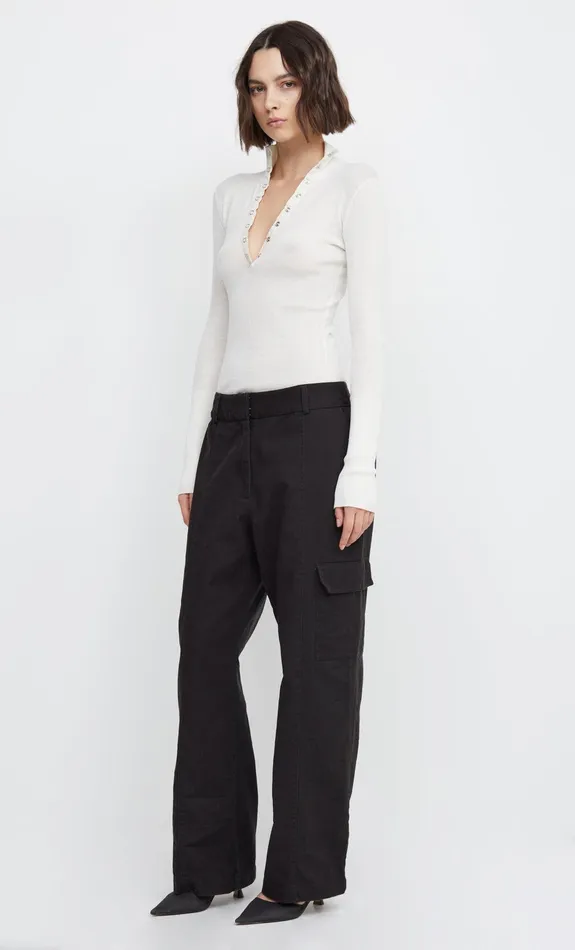 Woman Bec Bridge Shorts Pants NATICE POCKET WIDE LEG PANT Black
