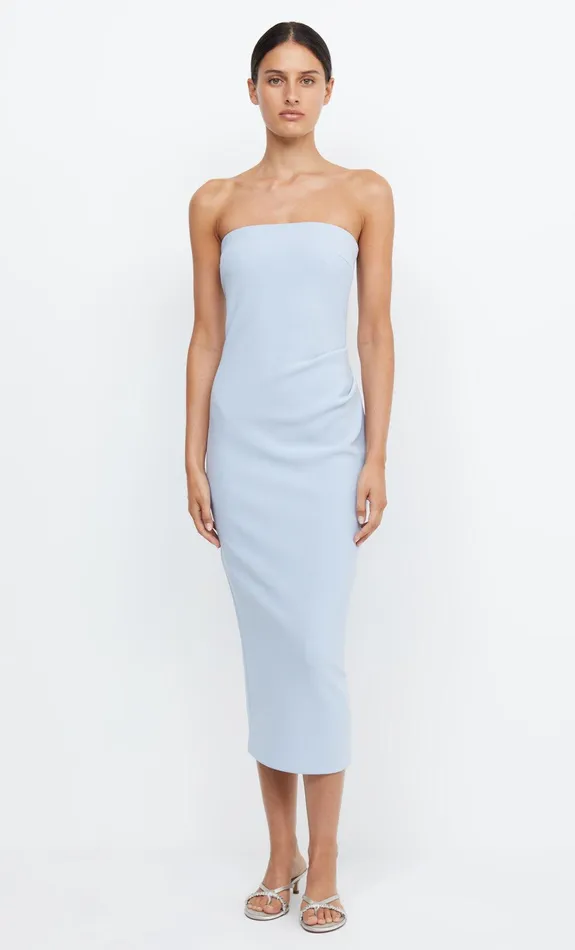 Woman Bec Bridge Strapless Dresses BE MINE STRAPLESS MIDI DRESS Dusty Blue