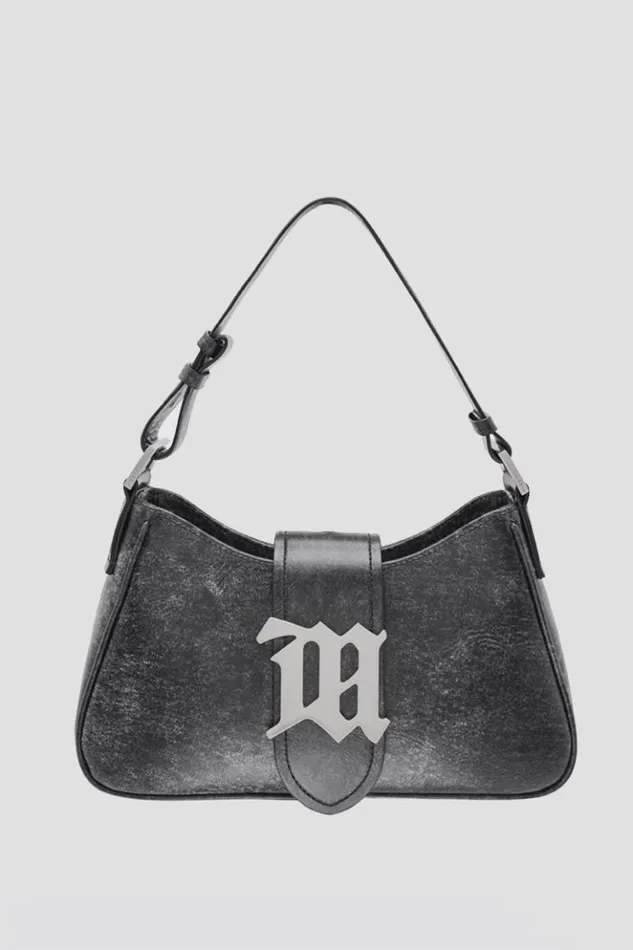 Women Bags MISBHV Leather Shoulder Bag Medium Washed Black
