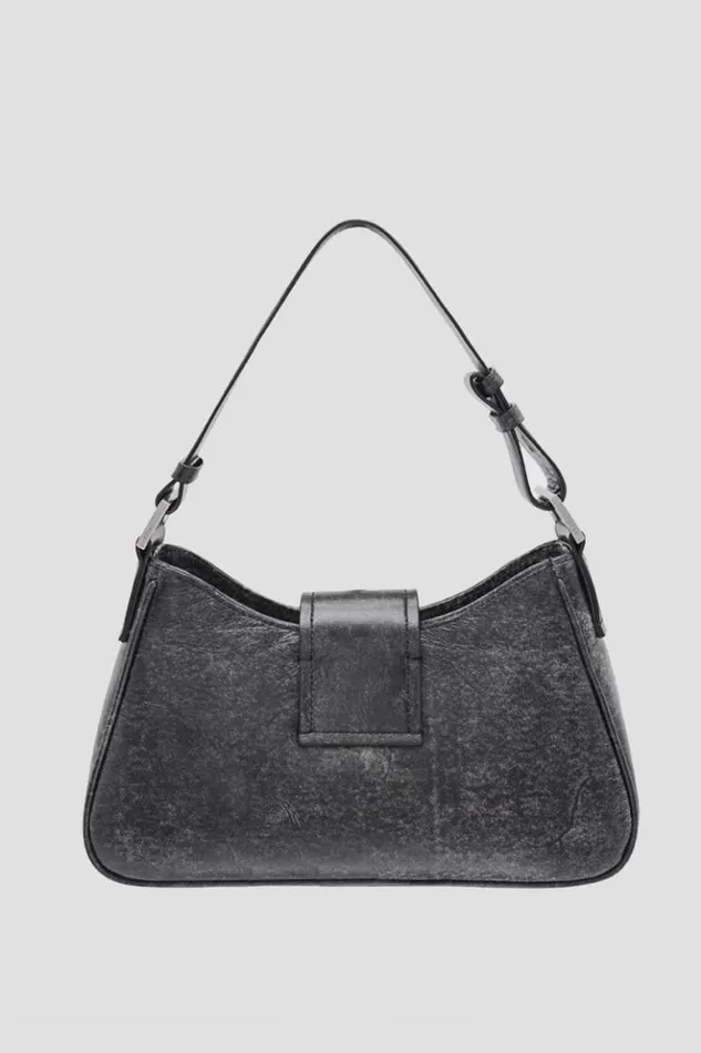 Women Bags MISBHV Leather Shoulder Bag Medium Washed Black
