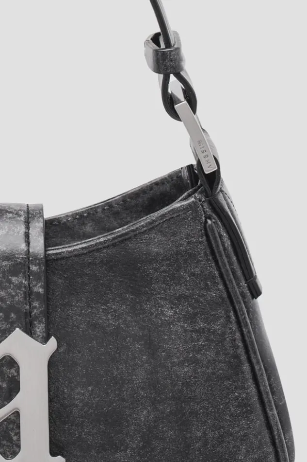 Women Bags MISBHV Leather Shoulder Bag Medium Washed Black