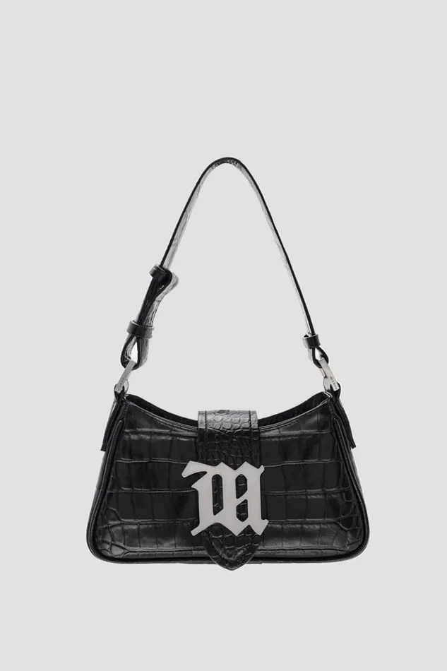 Women Bags MISBHV Leather Shoulder Bag Small Croco Croco Black