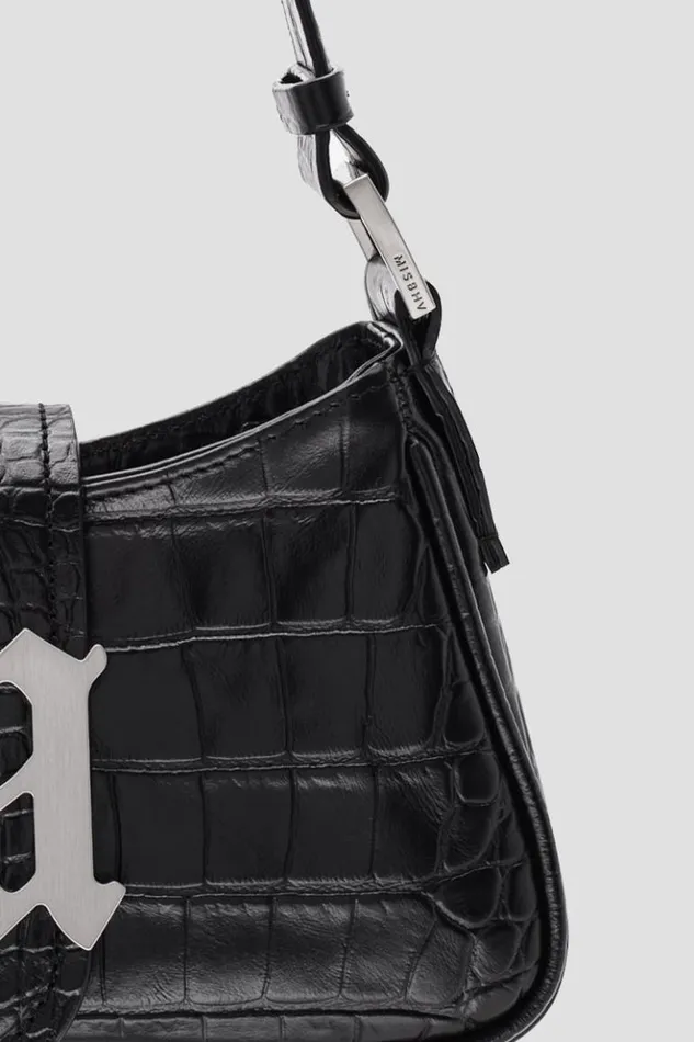 Women Bags MISBHV Leather Shoulder Bag Small Croco Croco Black