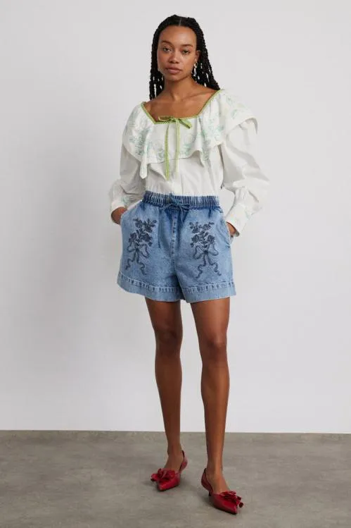 Women Bottoms Damson Madder Rafe Shorts 8211 Bow Embroidery