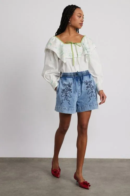 Women Bottoms Damson Madder Rafe Shorts 8211 Bow Embroidery