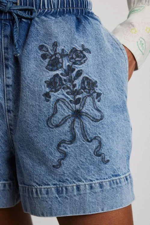 Women Bottoms Damson Madder Rafe Shorts 8211 Bow Embroidery