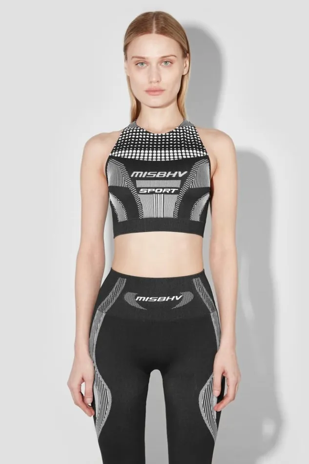 Women Bras MISBHV Sport Active Wear Wide Strap Gym Tank Blackwhite