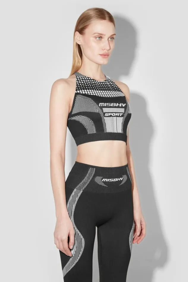 Women Bras MISBHV Sport Active Wear Wide Strap Gym Tank Blackwhite