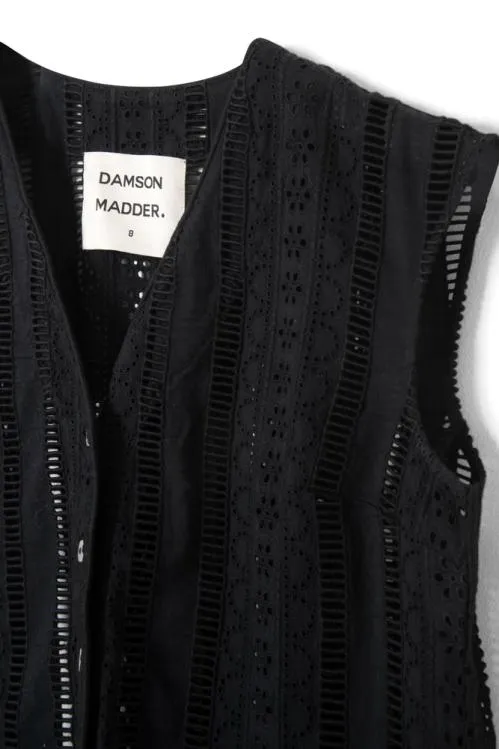 Women Coords Damson Madder Alys Vest 8211 Black Broderie