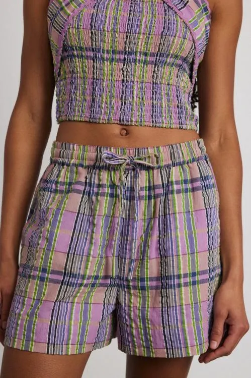 Women Coords Damson Madder Cindy Check Pull On Shorts