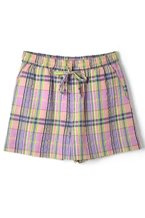 Women Coords Damson Madder Cindy Check Pull On Shorts