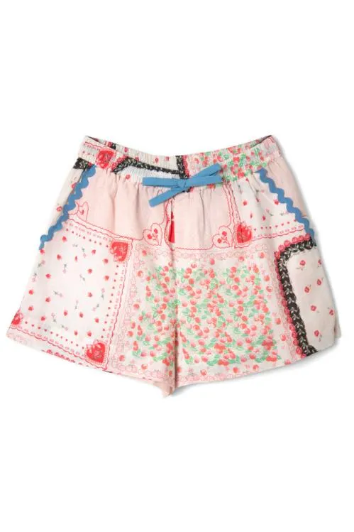 Women Coords Damson Madder Hanky Hearts Print Pull On Shorts