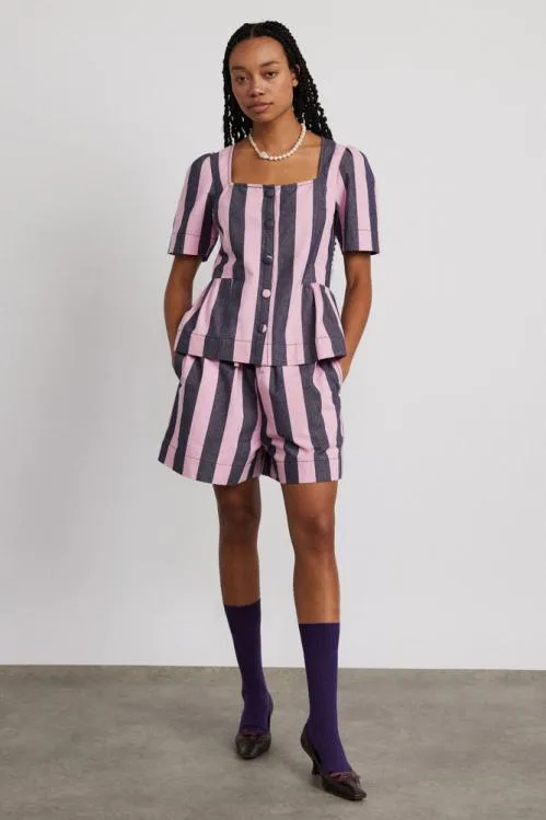 Women Coords Damson Madder Rafe Shorts 8211 Blue Pink Stripe