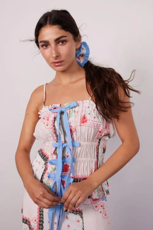 Women Coords Damson Madder Suki Ruched Top 8211 Hanky Hearts Print