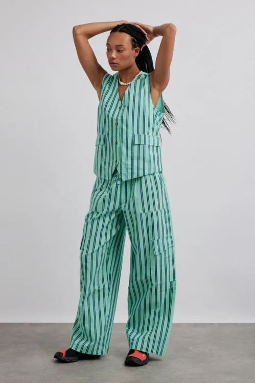 Women Coords Damson Madder Sydney Coastal Cargo Pants 8211 Mint Stripe