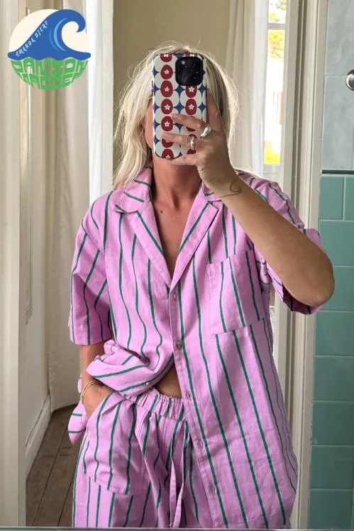 Women Coords Damson Madder Sydney Stripe Shirt