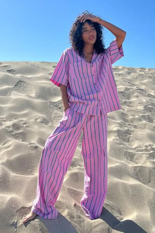 Women Coords Damson Madder Sydney Stripe Shirt