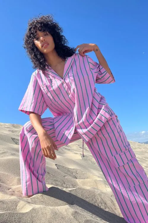 Women Coords Damson Madder Sydney Stripe Shirt