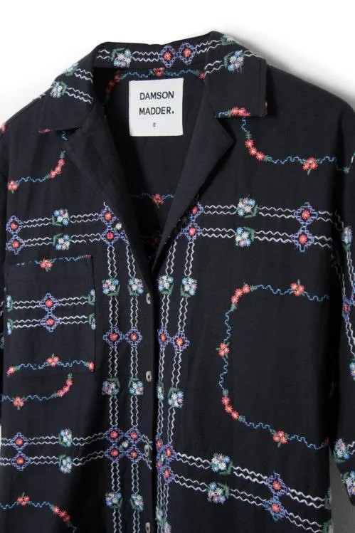 Women Coords Damson Madder Tablecloth Embroidered Shirt 8211 Black Floral