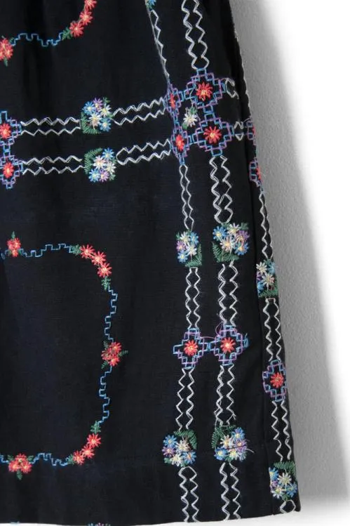 Women Coords Damson Madder Tablecloth Embroidered Shorts 8211 Black Floral