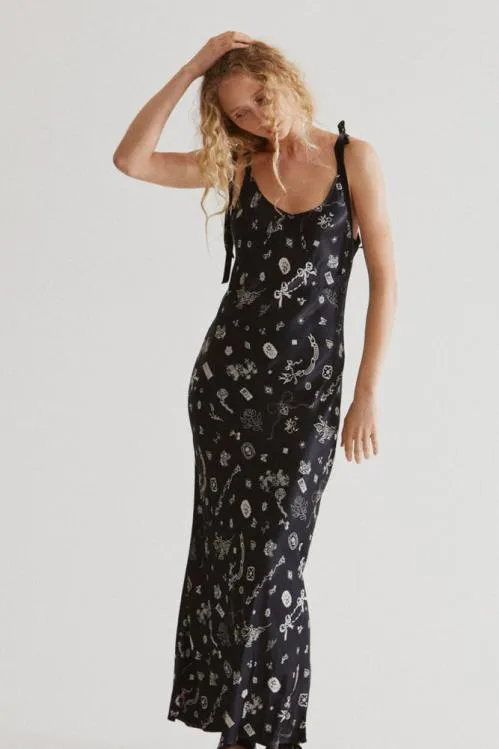 Women Dresses Damson Madder Cleo Slip Dress Symbol Print