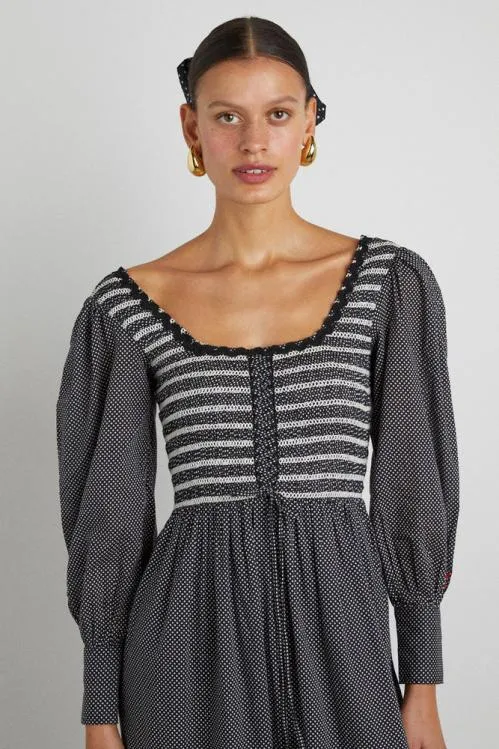 Women Dresses Damson Madder Hermione Shirred Midi Dress 8211 Pin Dot
