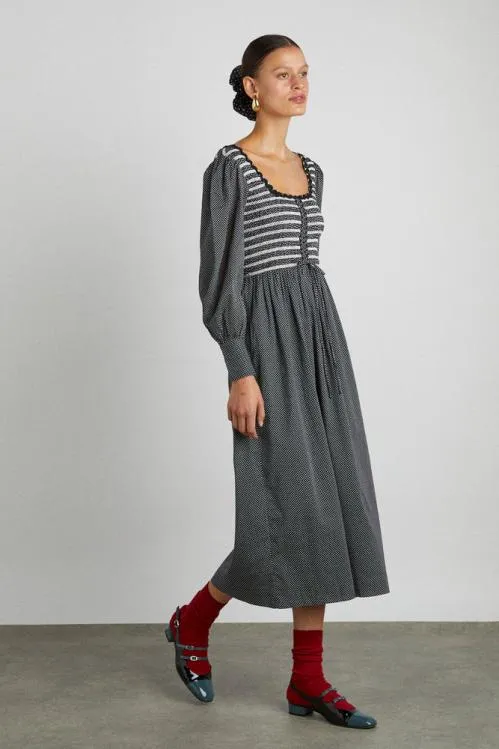 Women Dresses Damson Madder Hermione Shirred Midi Dress 8211 Pin Dot
