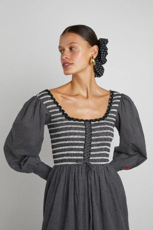 Women Dresses Damson Madder Hermione Shirred Midi Dress 8211 Pin Dot