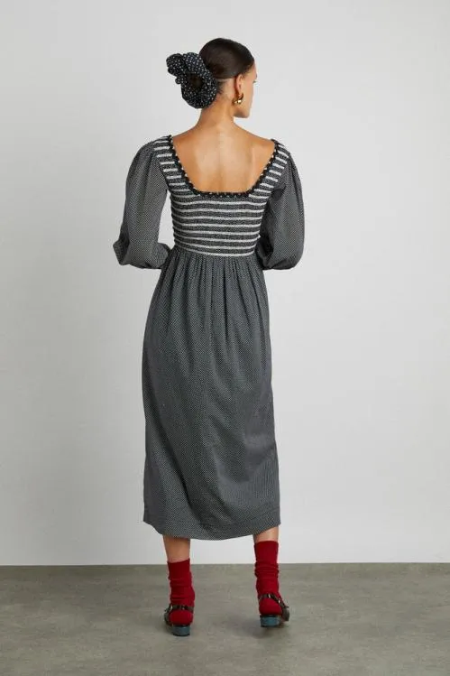 Women Dresses Damson Madder Hermione Shirred Midi Dress 8211 Pin Dot