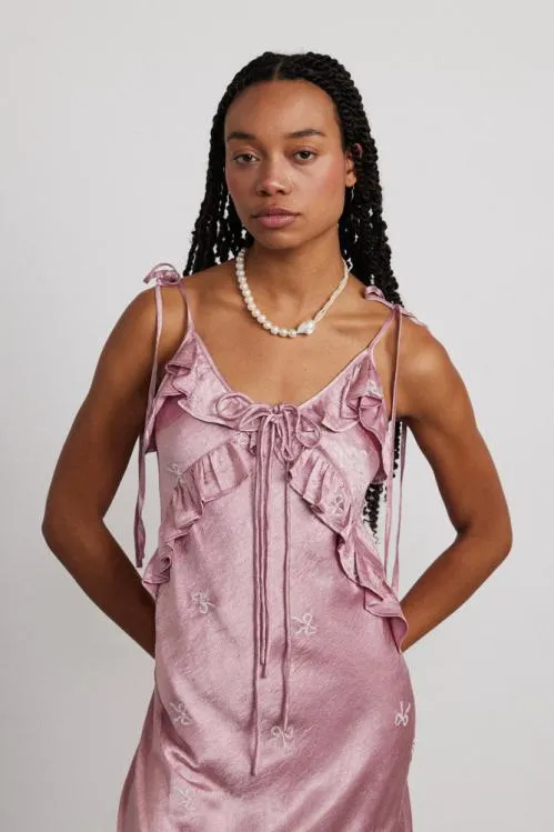 Women Dresses Damson Madder Kiki Embroidered Dress 8211 Pink Bow
