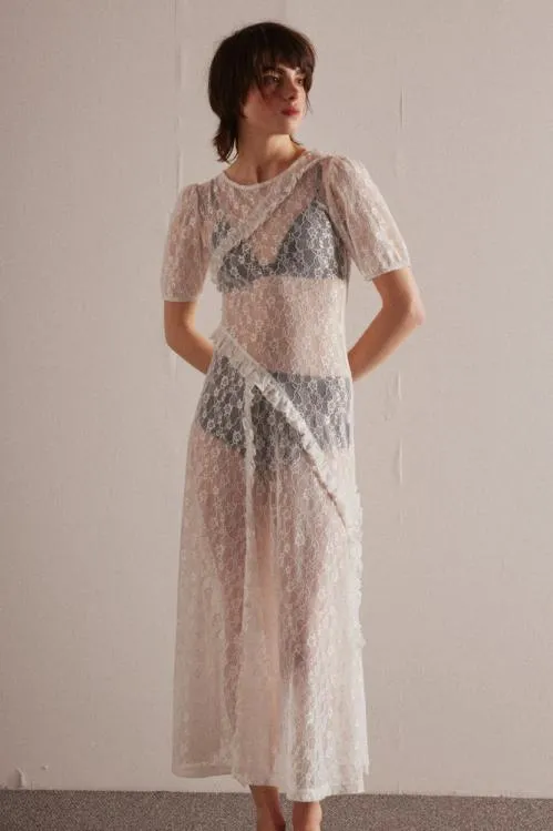 Women Dresses Damson Madder Leila White Flower Lace Dress