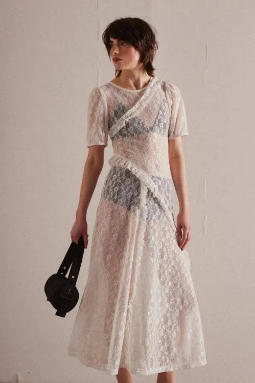 Women Dresses Damson Madder Leila White Flower Lace Dress