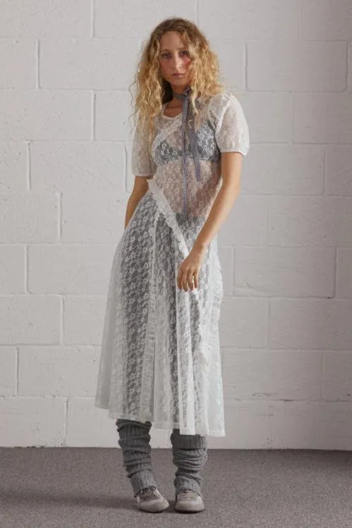 Women Dresses Damson Madder Leila White Flower Lace Dress
