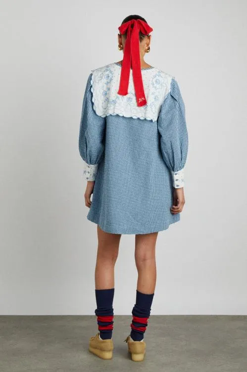 Women Dresses Damson Madder Mala Mini 8211 Blue Gingham