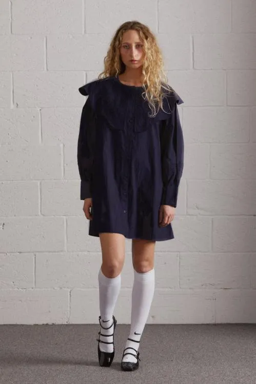 Women Dresses Damson Madder Mimi Mini Dress 8211 Navy Broderie