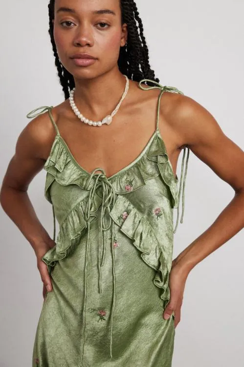 Women Dresses Damson Madder Oceanus Slip Dress 8211 Sage Rose