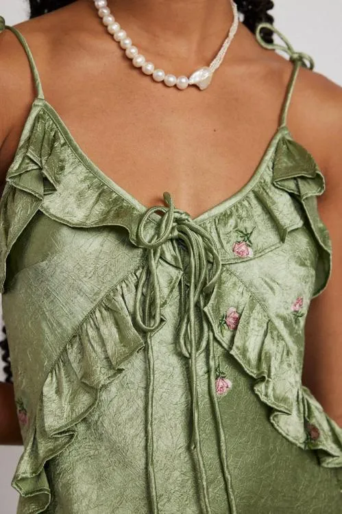 Women Dresses Damson Madder Oceanus Slip Dress 8211 Sage Rose