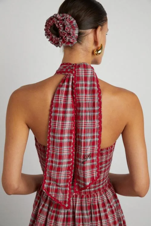 Women Dresses Damson Madder Pia Midi Dress 8211 Red Check
