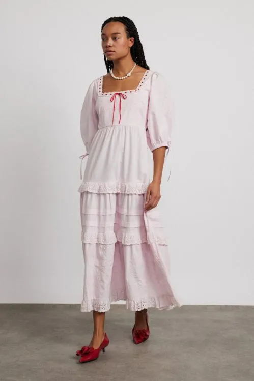 Women Dresses Damson Madder Rebecca Bow Back Dress 8211 Pink Broderie