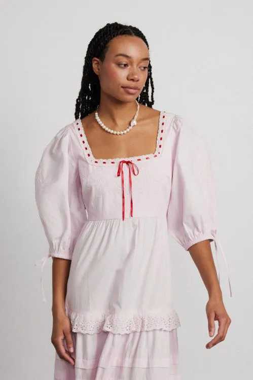 Women Dresses Damson Madder Rebecca Bow Back Dress 8211 Pink Broderie