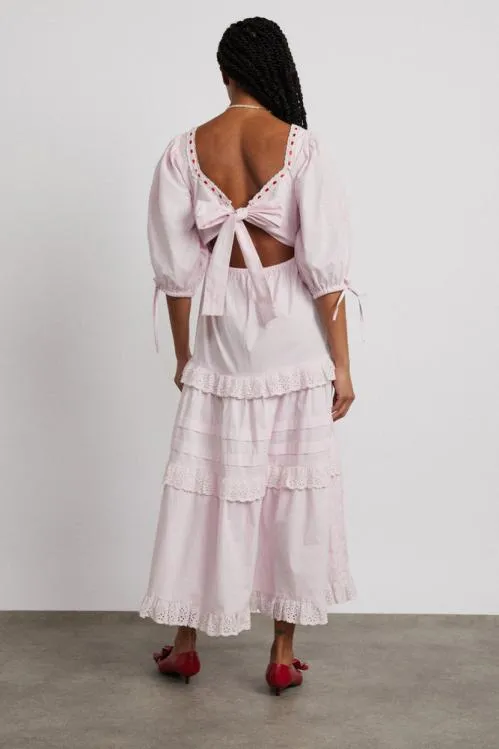 Women Dresses Damson Madder Rebecca Bow Back Dress 8211 Pink Broderie