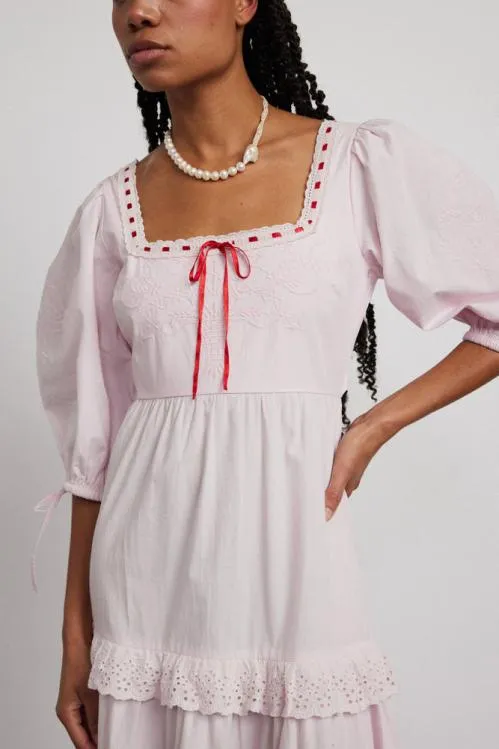 Women Dresses Damson Madder Rebecca Bow Back Dress 8211 Pink Broderie