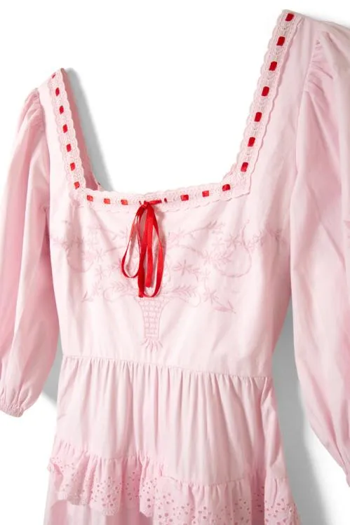 Women Dresses Damson Madder Rebecca Bow Back Dress 8211 Pink Broderie