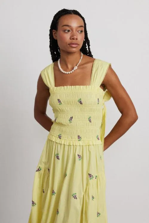 Women Dresses Damson Madder Tish Poplin Midi Dress 8211 Grape Embroidery