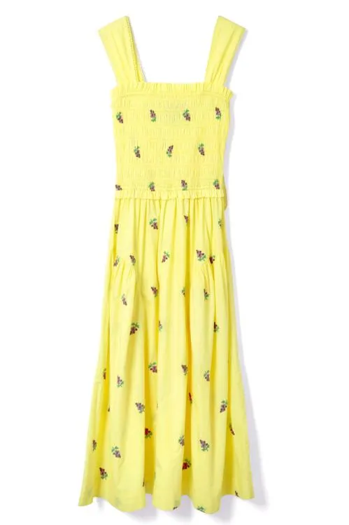 Women Dresses Damson Madder Tish Poplin Midi Dress 8211 Grape Embroidery